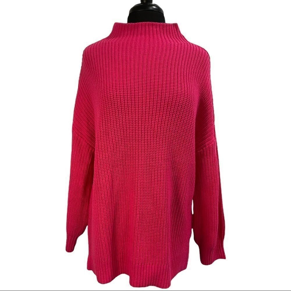 Cupcakes & Cashmere Pink Mock Turtleneck Oversized Sweater Sz L